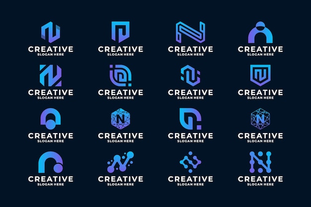 Creative initial letter N logo design collection