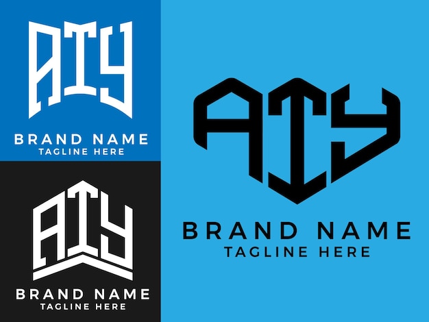 Creative initial letters AIY bundle logo designs.