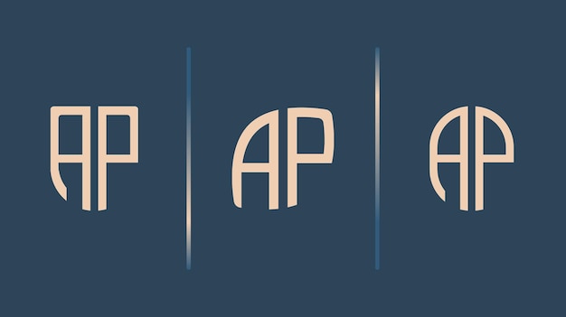 Vector creative initial letters ap logo designs bundle