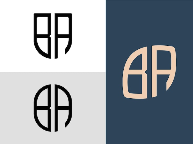 Creative Initial Letters BA Logo Designs Bundle