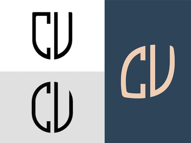 Creative Initial Letters CU Logo Designs Bundle
