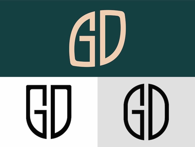 Vettore pacchetto di design del logo gd di lettere iniziali creative