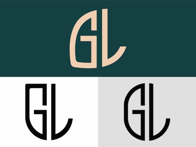 Pacchetto di design del logo gl di lettere iniziali creative