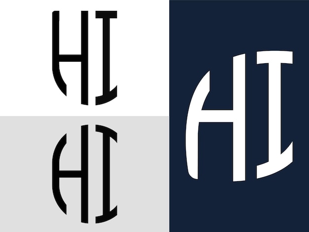 Creative Initial Letters HI Logo Designs Bundle