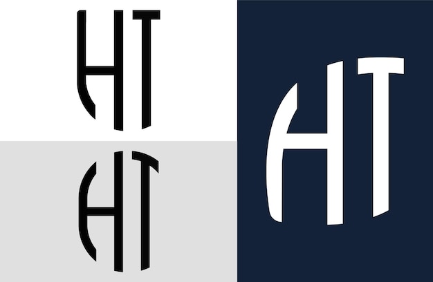 クリエイティブな頭文字 HT ロゴ デザイン バンドル