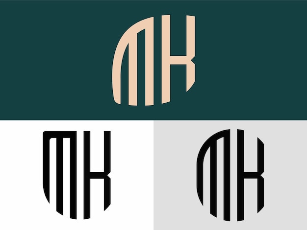 クリエイティブな頭文字 MK ロゴ デザイン バンドル