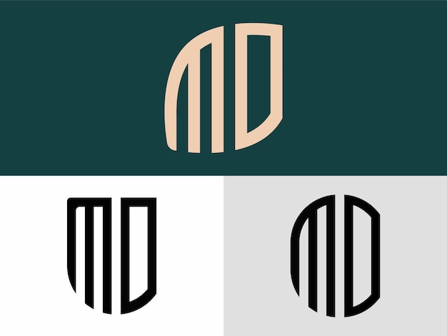 Набор логотипов creative initial letters mo