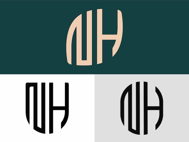 Pacchetto di design con logo nh di lettere iniziali creative