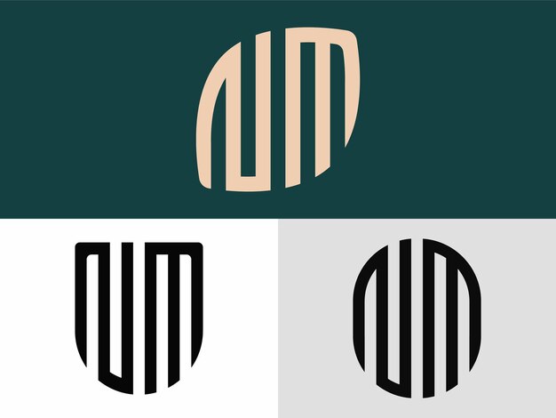 Набор логотипов Creative Initial Letters NM