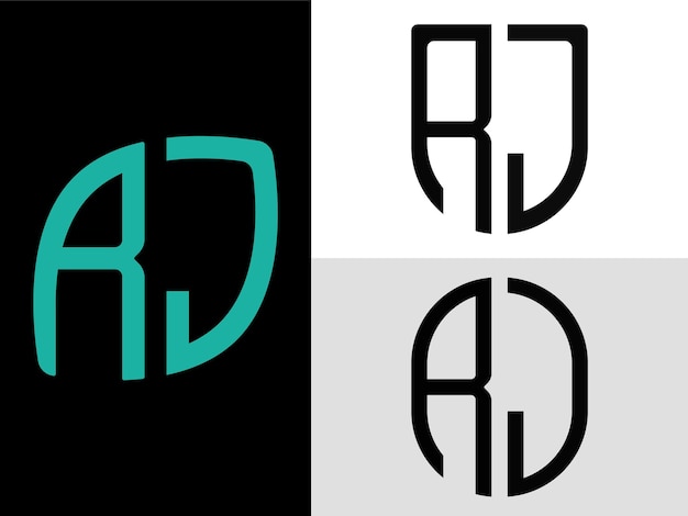 Creative Initial Letters RJ Logo Designs Bundle