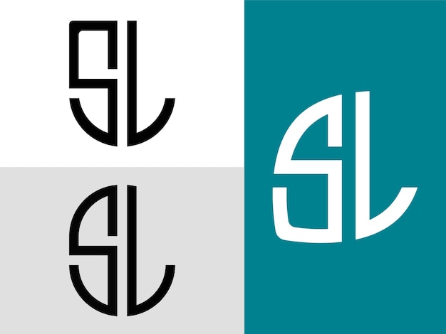 ベクトル クリエイティブな頭文字 sl ロゴ デザイン バンドル