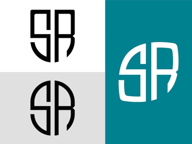 創造的な頭文字 SR ロゴ デザイン バンドル