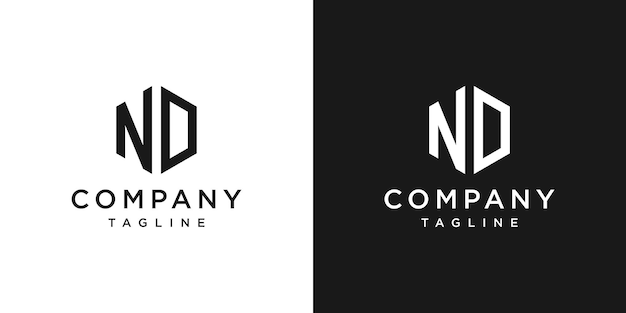 Creative Initial ND Monogram Logo Design Icon Template White and Black Background