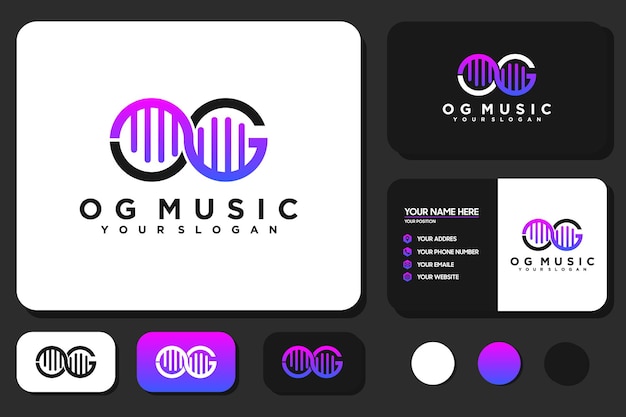 귀하의 비즈니스를 위한 음파 로고 음악 로고 스튜디오 로고 참조 로고가 있는 독창적인 초기 Og