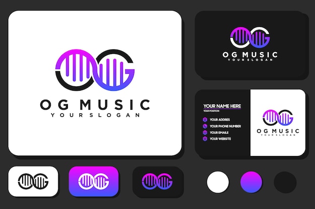 creative initial O G with sound wave logo music logo studio logo reference logo for your business