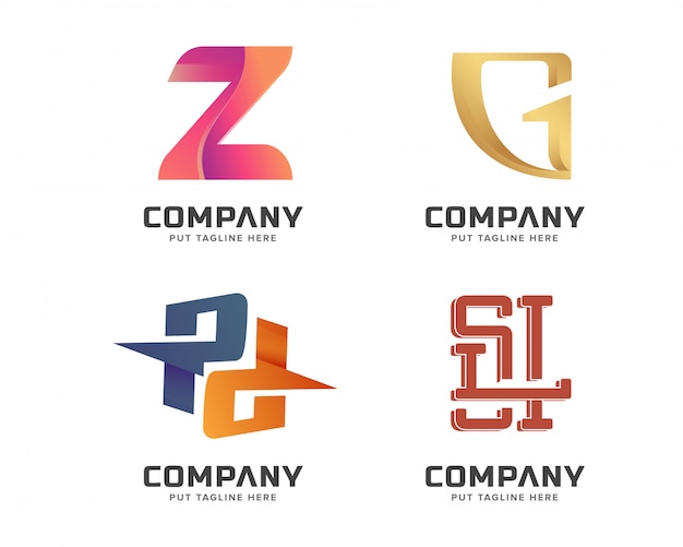 Шаблон логотипа creative первоначальный тип письма набор для бизнеса