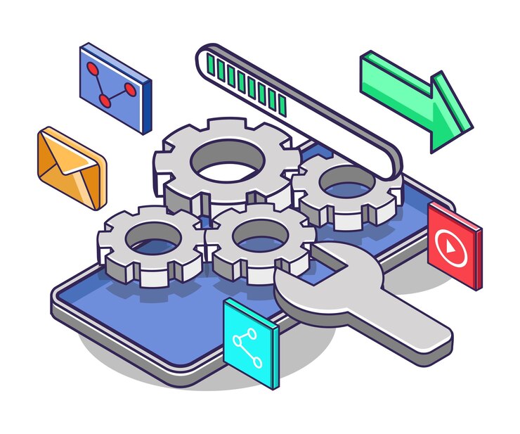 Vector creative innovation smartphone application updates