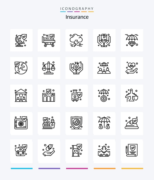 Creative insurance 25 outline icon pack come tenere le mani sicure sulla nuvola della scatola