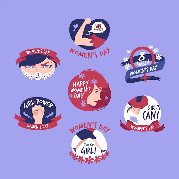 Creative international women's day labels set