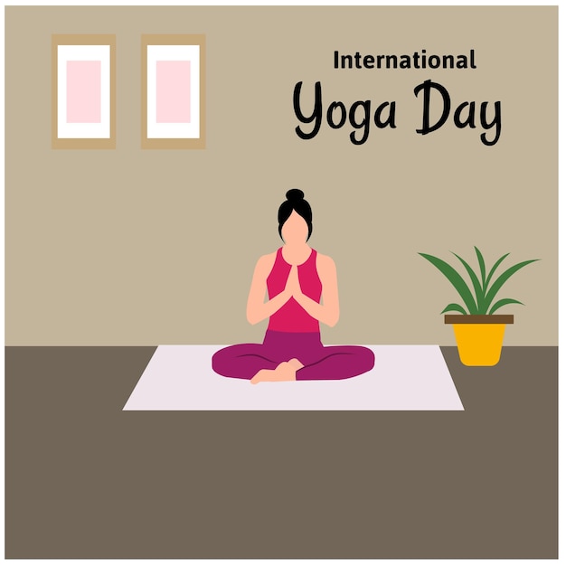 Creative International Yoga Day Celebration Vector Illustration