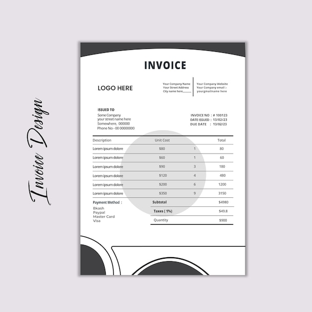 Vector creative invoice design template