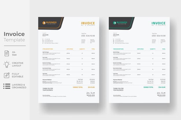 Creative invoice design template