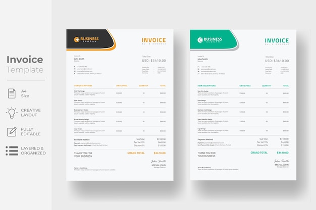 Creative invoice design template