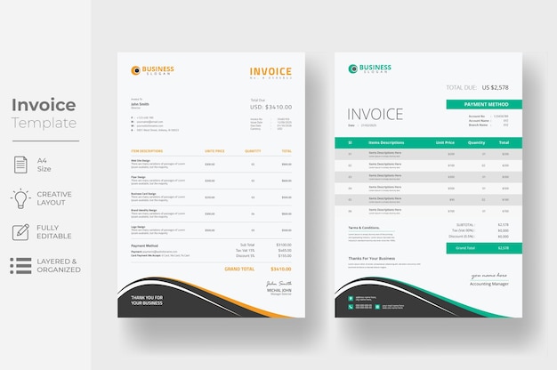 Creative invoice design template