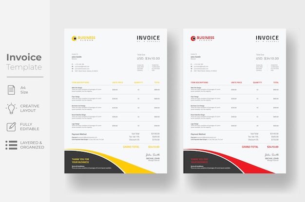 Creative invoice design template