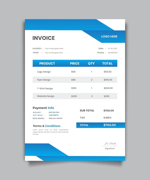 Vector creative invoice design