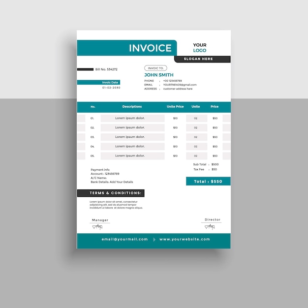 Vector creative invoice template