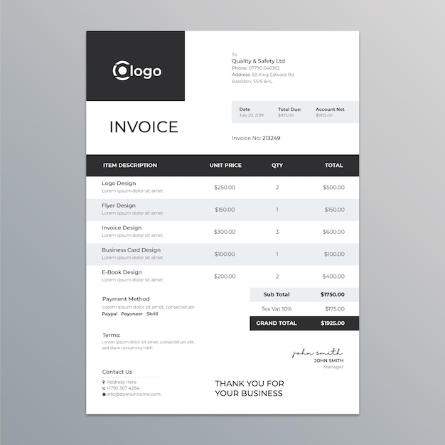 Vector creative invoice template