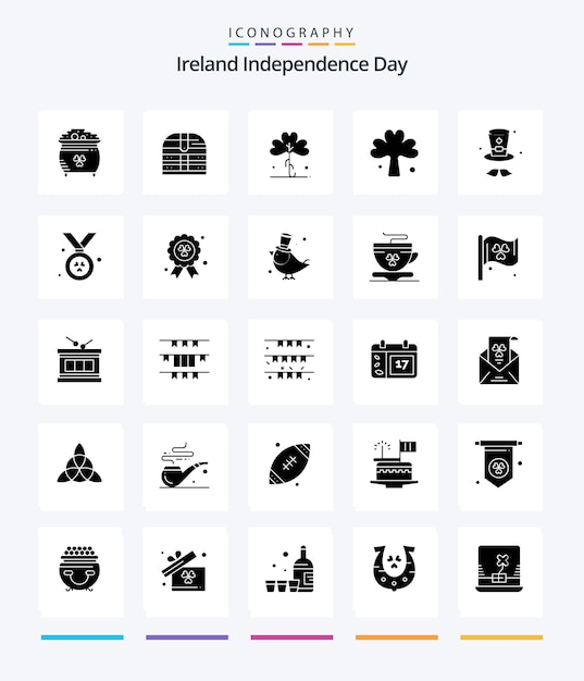 Creative Ireland Independence Day 25 Glyph Solid Black icon pack Such As award cap security hat irish