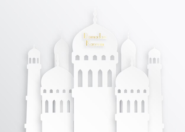 Vector creative islamic mosque made by paper cutout for holy month of muslim community ramadan kareem