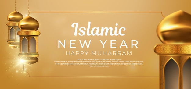 Design creativo del capodanno islamico con lanterne appese