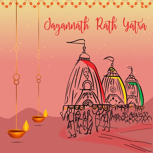 Creative jagannath rath yatra banner design template