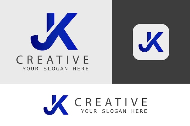 creative jk letter logo template