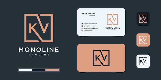 クリエイティブなkおよびvロゴまたはkvロゴデザインテンプレート。