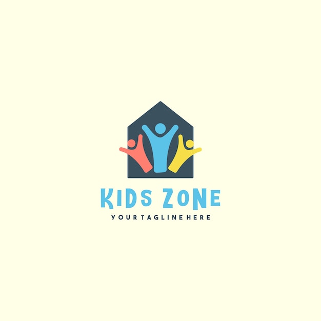 Vector creative kids zone house logo