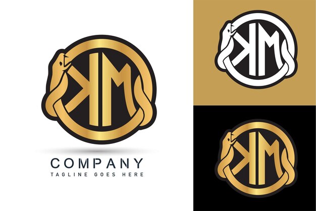 Vector creative km letter logo design concept