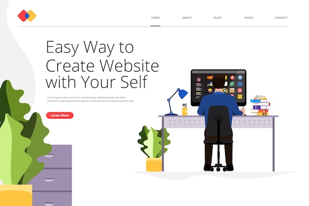 Creative landing page website design concept create your website with easy way