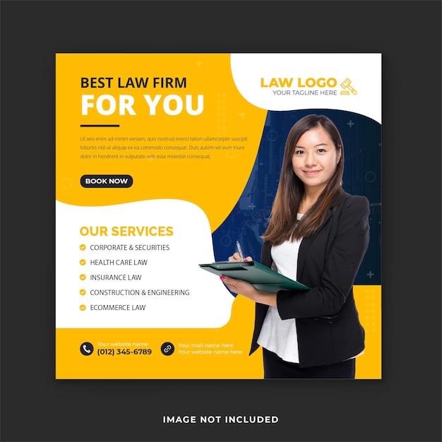 Creative law firm social media template and Instagram banner