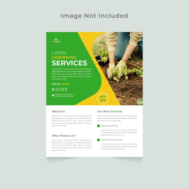 Vector creative lawn gardening services flyer design template