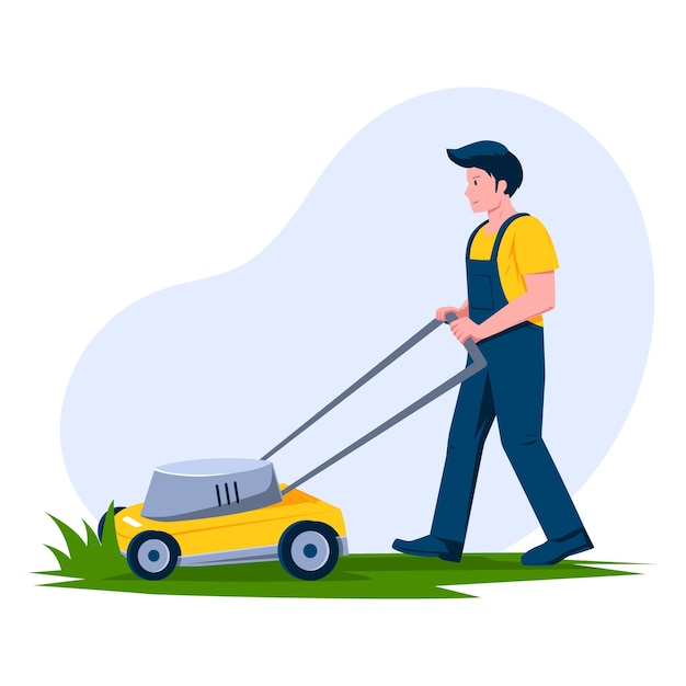 Creative lawn mowing illustration