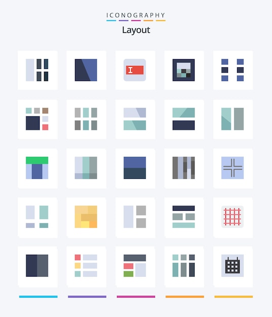Creative Layout 25 Плоский пакет значков, такой как каркас изображения макета, каркас каркаса