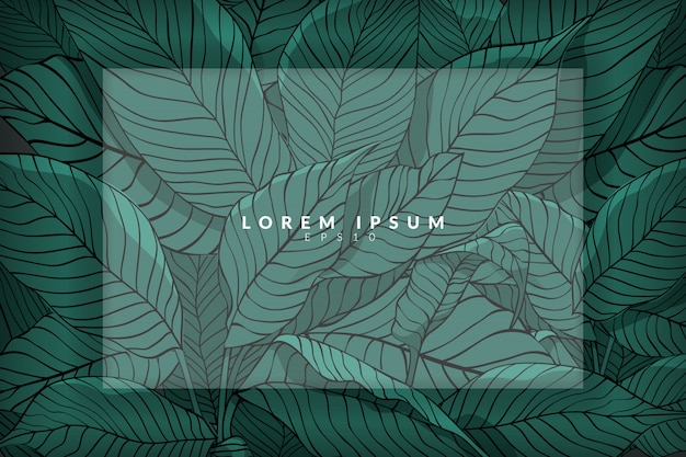 Creative layout made from sketch of green leaves as background with white layer, flat lay. nature concept