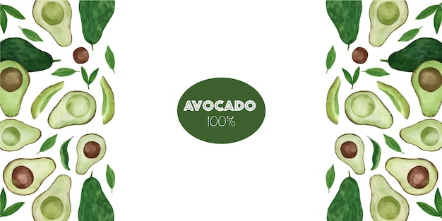 Layout creativo realizzato con avocado ad acquerello