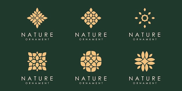 Creative leaf ornament logo icon set nature design template vector