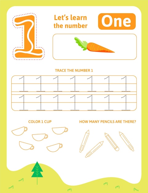 Vector creative learn number one worksheet