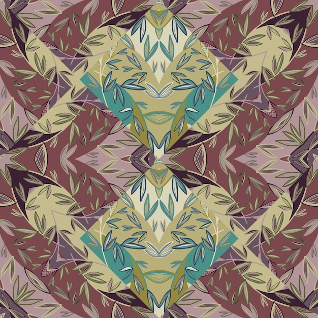 Creative leaves mosaic seamless pattern Palm leaves tile Botanical foliage endless wallpaper